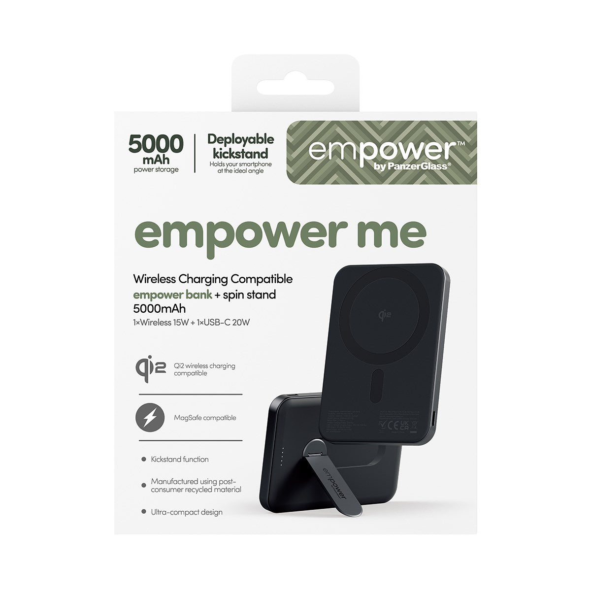 empower™ by PanzerGlass® empower™ Bank m. Spin Stand | 5000mAh | Weltall Schwarz